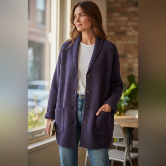 Eileen Fisher Tops - EILEEN FISHER Purple Button-Up Cardigan SIZE 1X